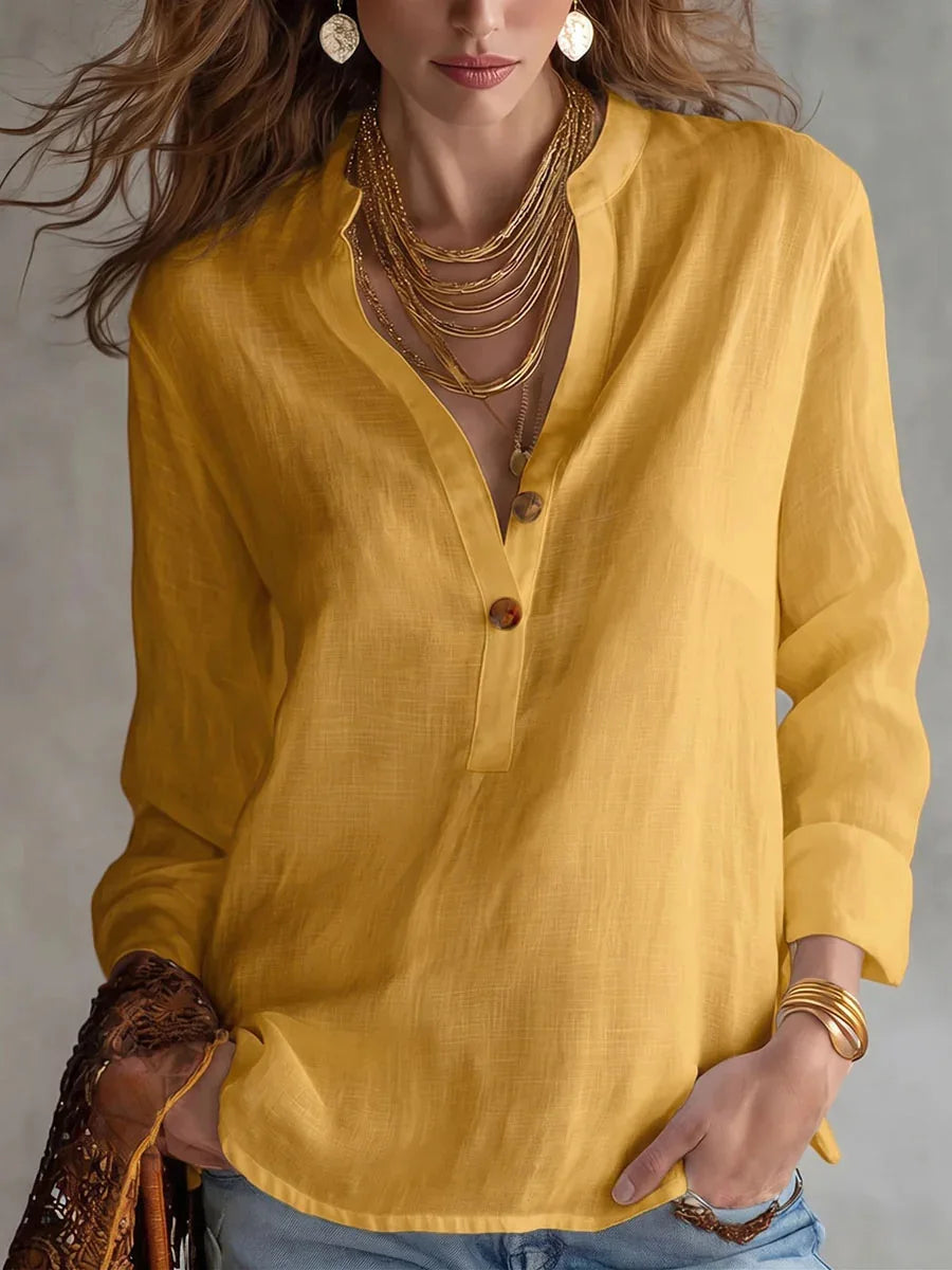 Amelia Breathable Linen Blend Blouse