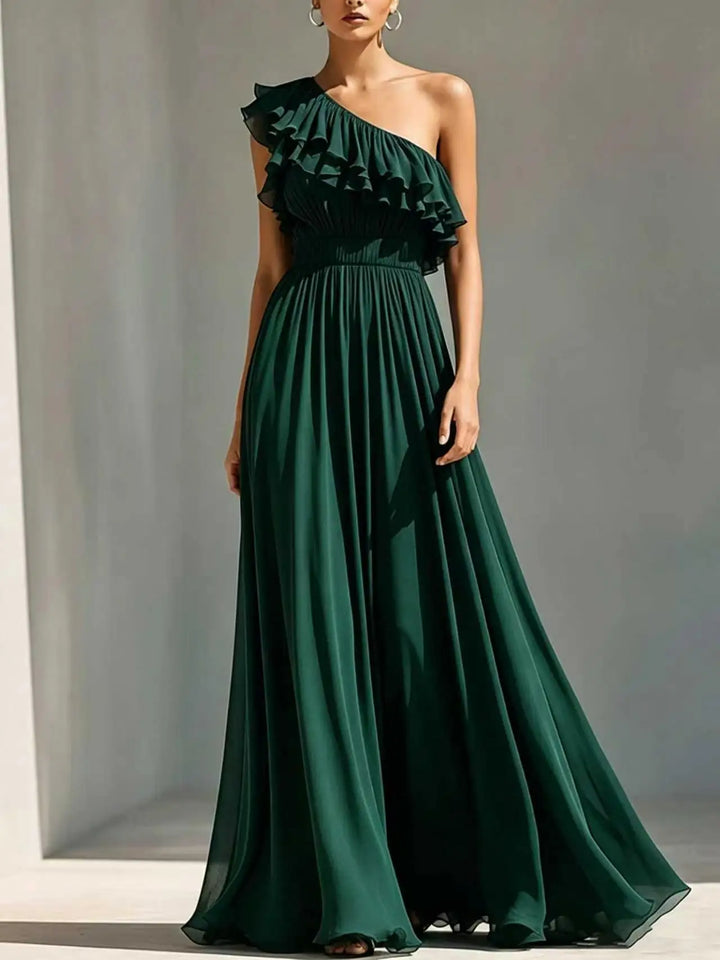 Cassiane One Shoulder Pleated Wedding Guest Dress