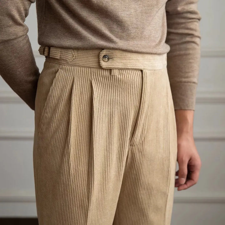 Nathaniel Pleated Corduroy Trousers