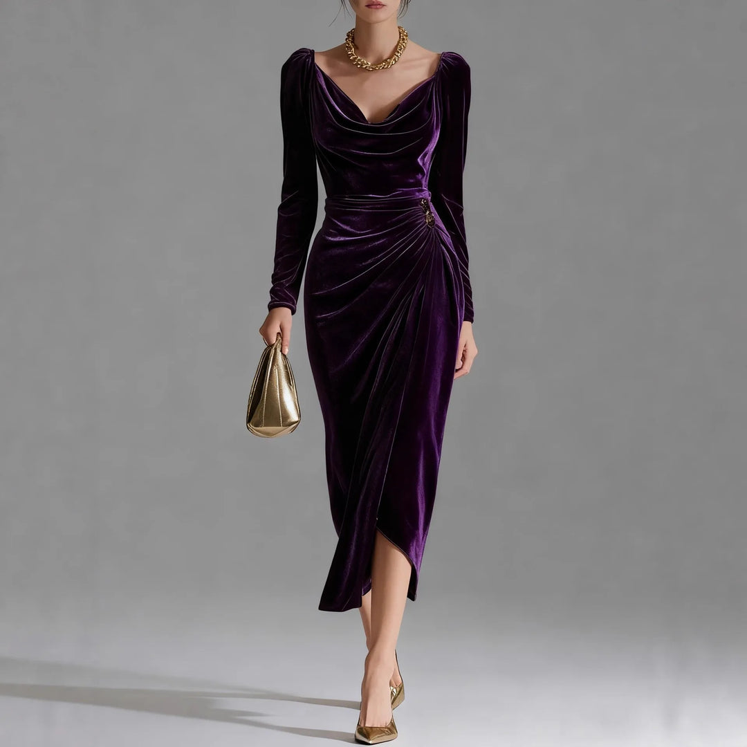 Georgia Velvet Ruched Midi Dress
