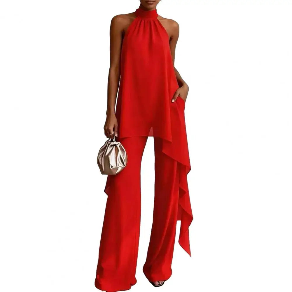 Jessenia Draped Sleeveless Chiffon Matching Set