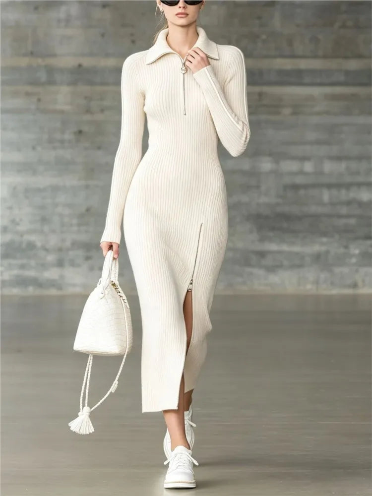 Marcella Ribbed Knit Midi Dress