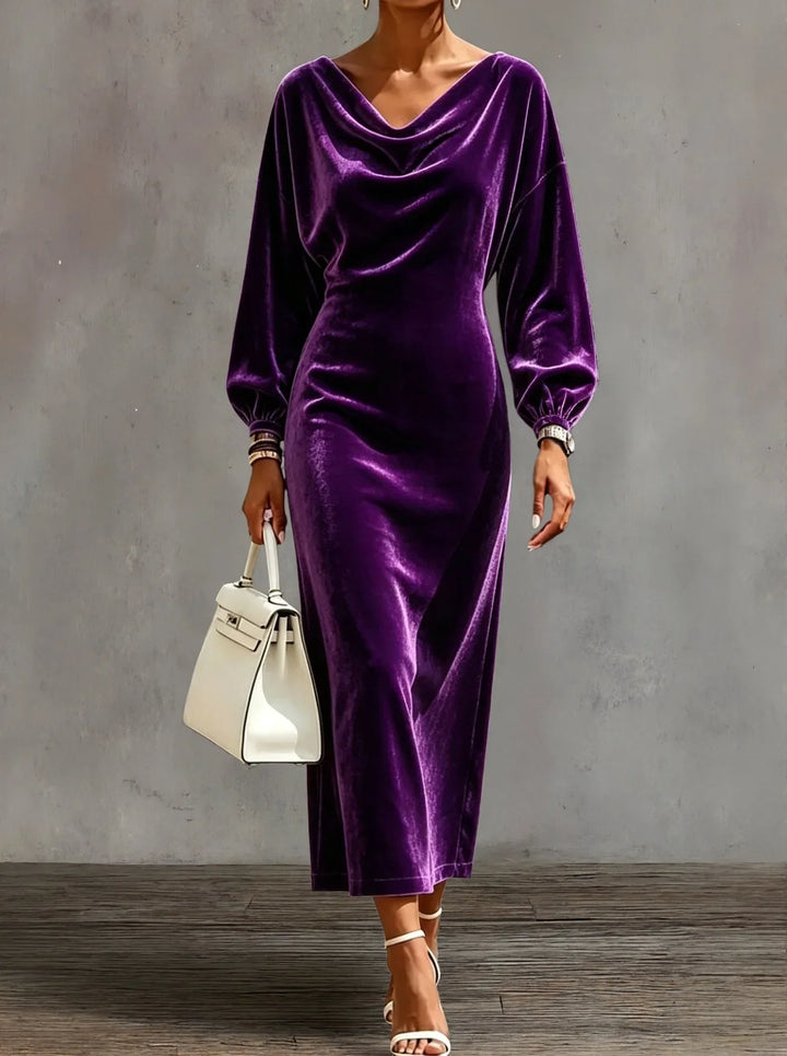 Estelle Cowl Neck Velvet Dress