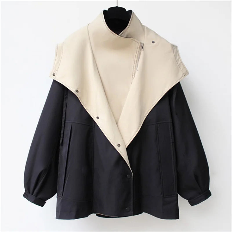 Marisette Contrast Collar Trench