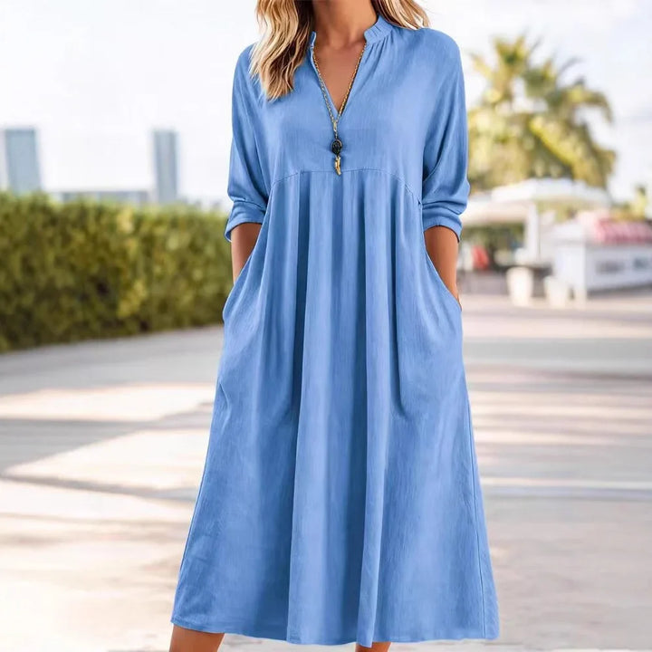 Elara Vintage Linen Mini Dress