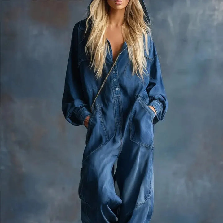 Perpetua Hooded Denim Jumpsuit