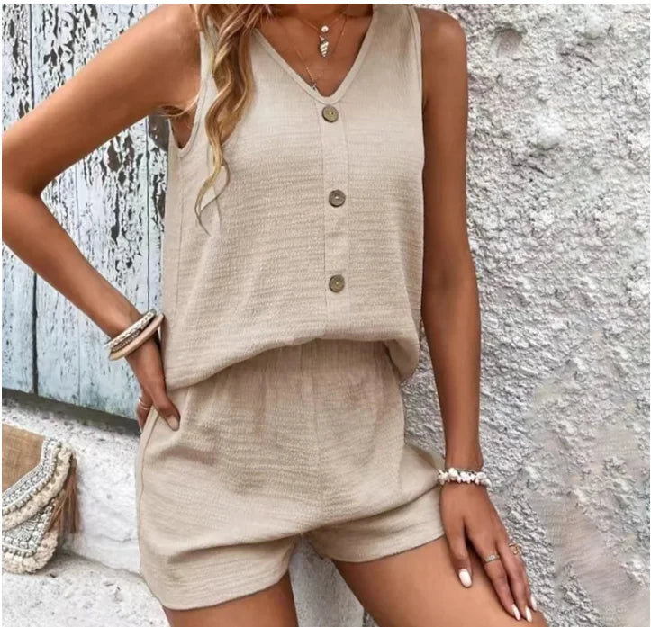 Lunelle V Neck Two-Piece Set