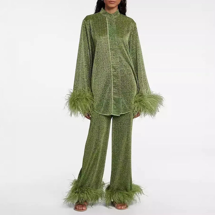 Hailey Feather Trim Matching Set