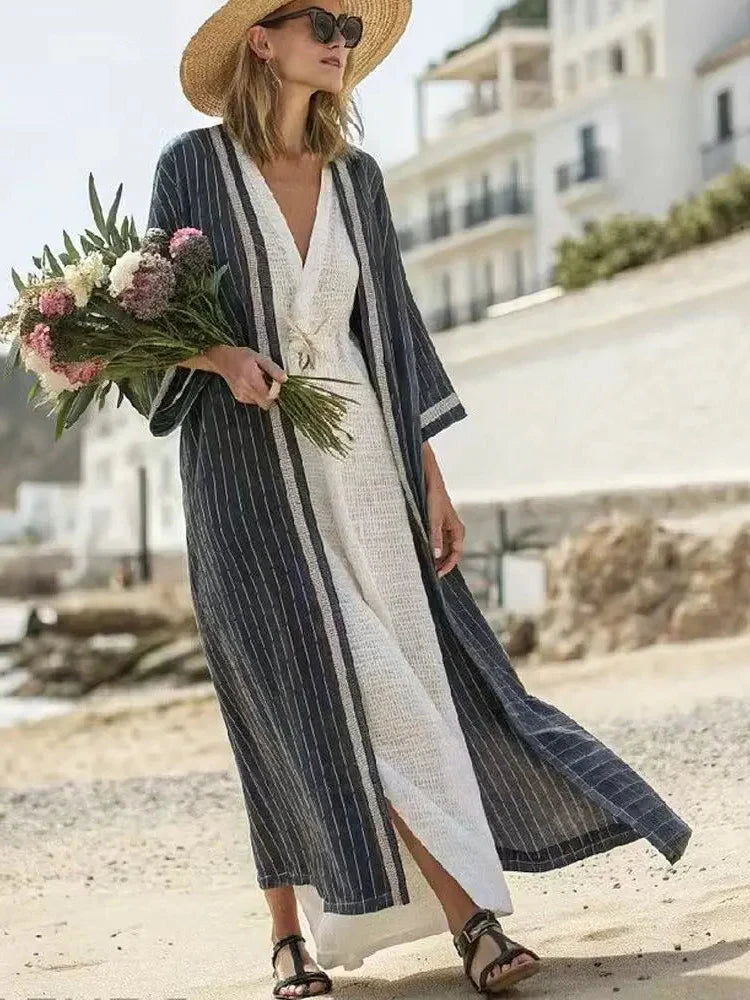 Lucille Striped Longline Cardigan Set