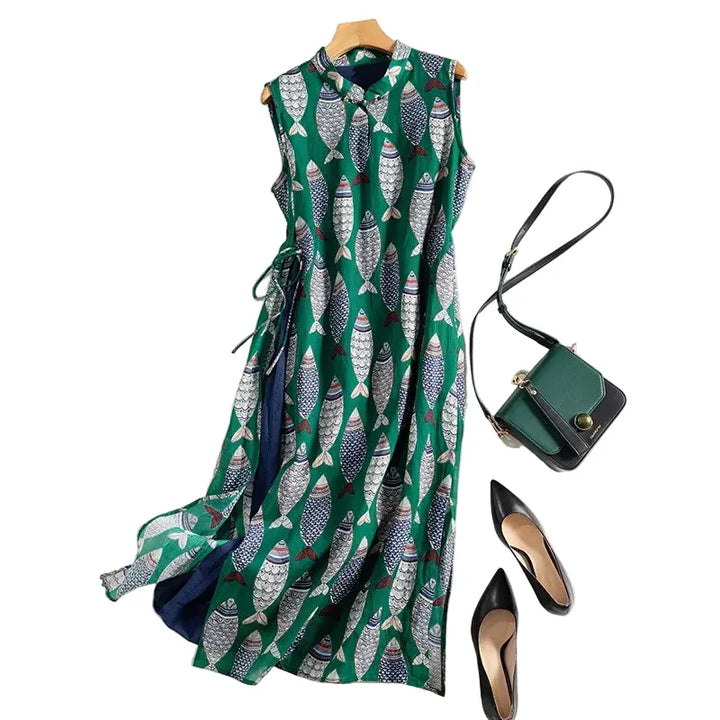 Roslyn Fish Print Midi Dress