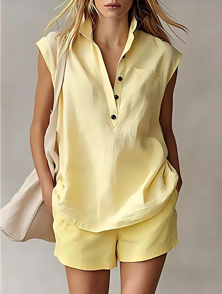 Vienna Breathable Cotton Linen Shorts Set