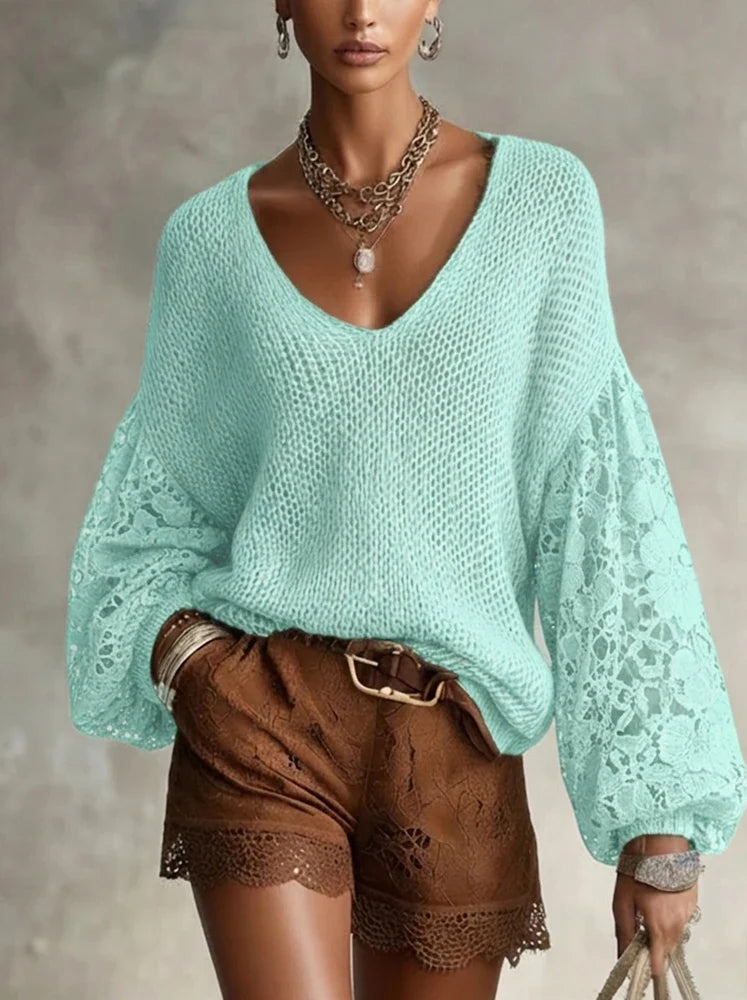 Fiona Lace V Neck Sweater
