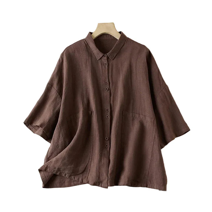 Rosy Relaxed Linen Button Blouse