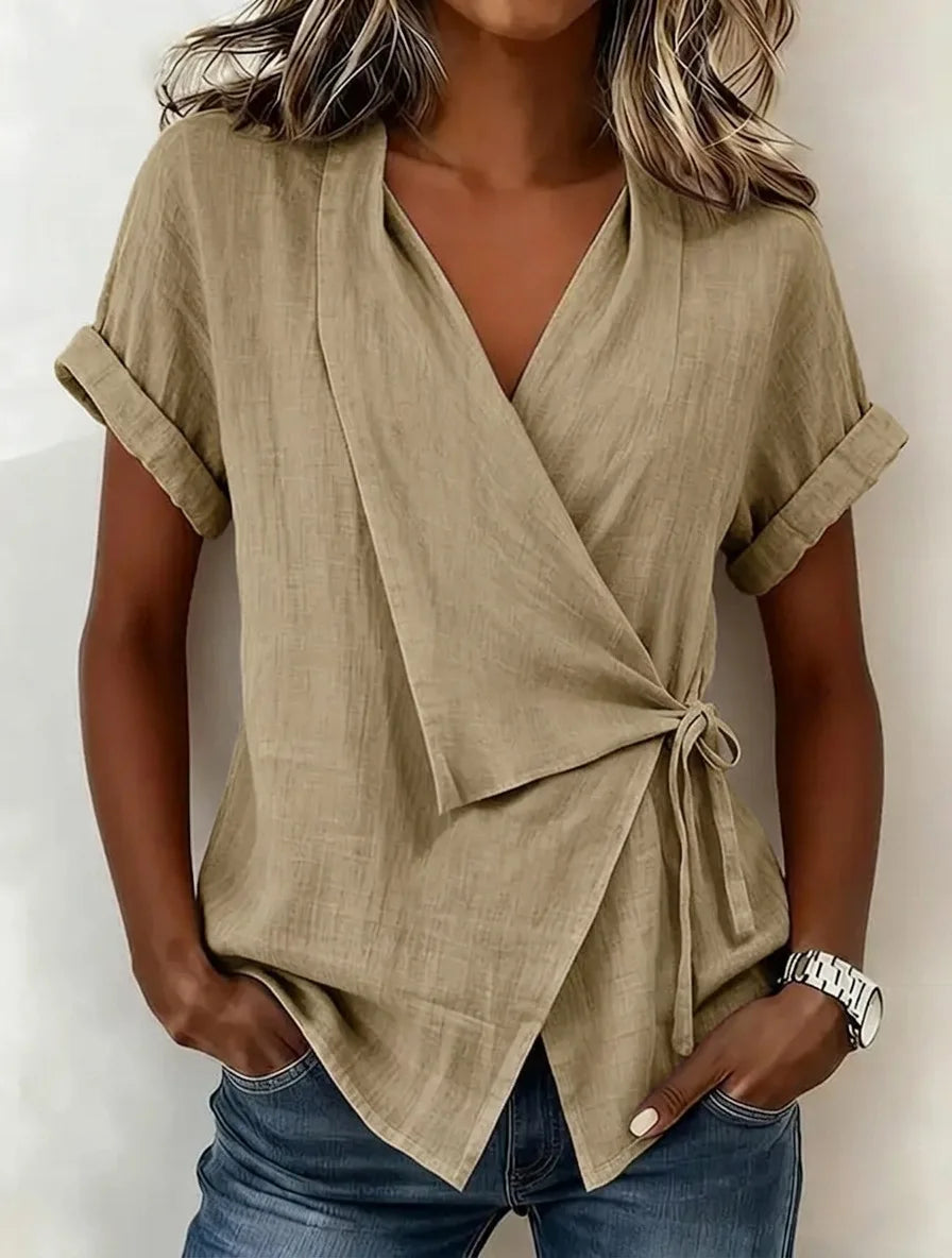 Estelle Asymmetrical Wrap Blouse