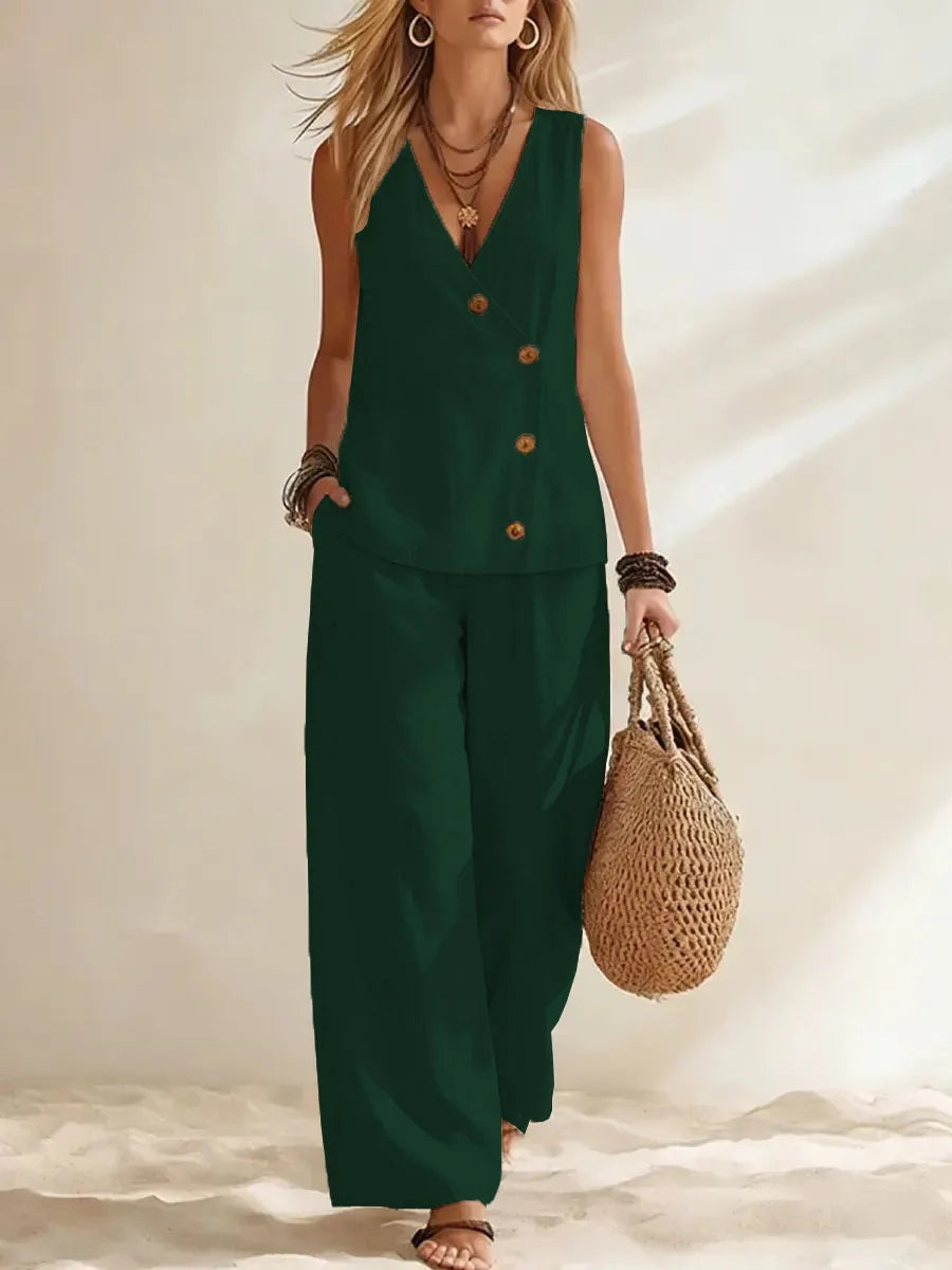 Vanessa Button Vest Co-Ord Set