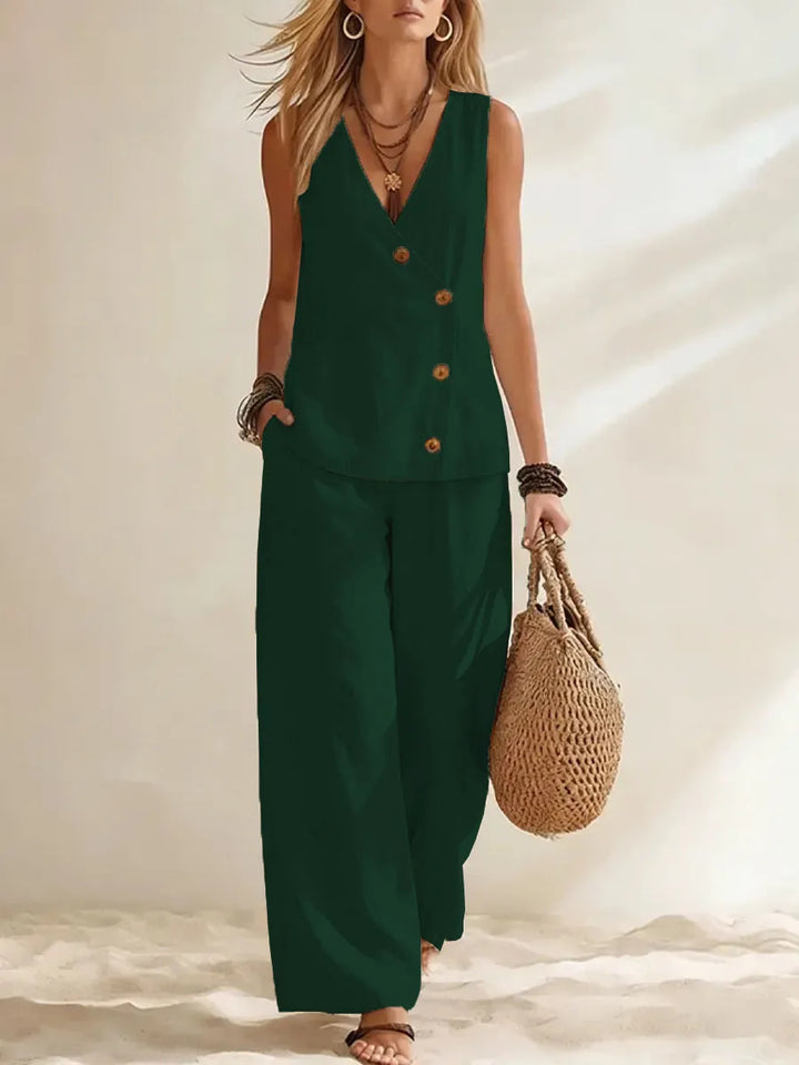 Vanessa Button Vest Co-Ord Set