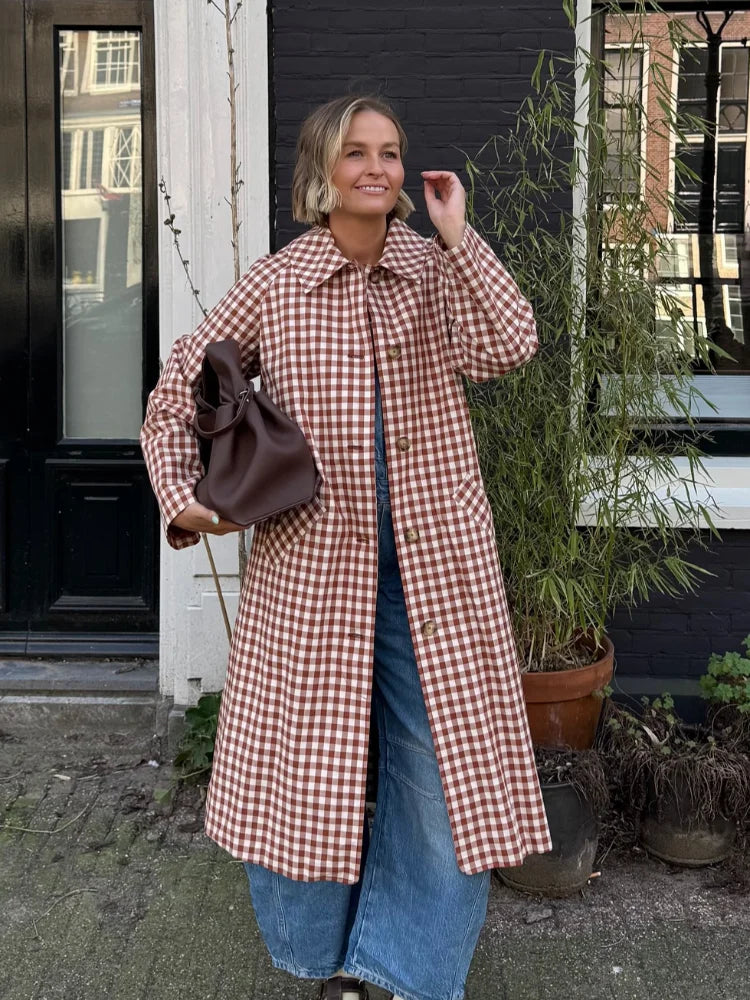 Hazel Gingham Trench Coat
