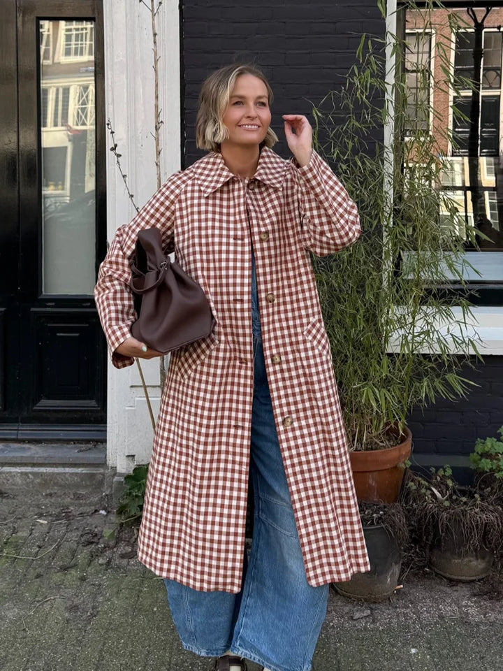 Hazel Gingham Trench Coat
