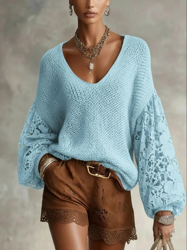 Fiona Lace V Neck Sweater