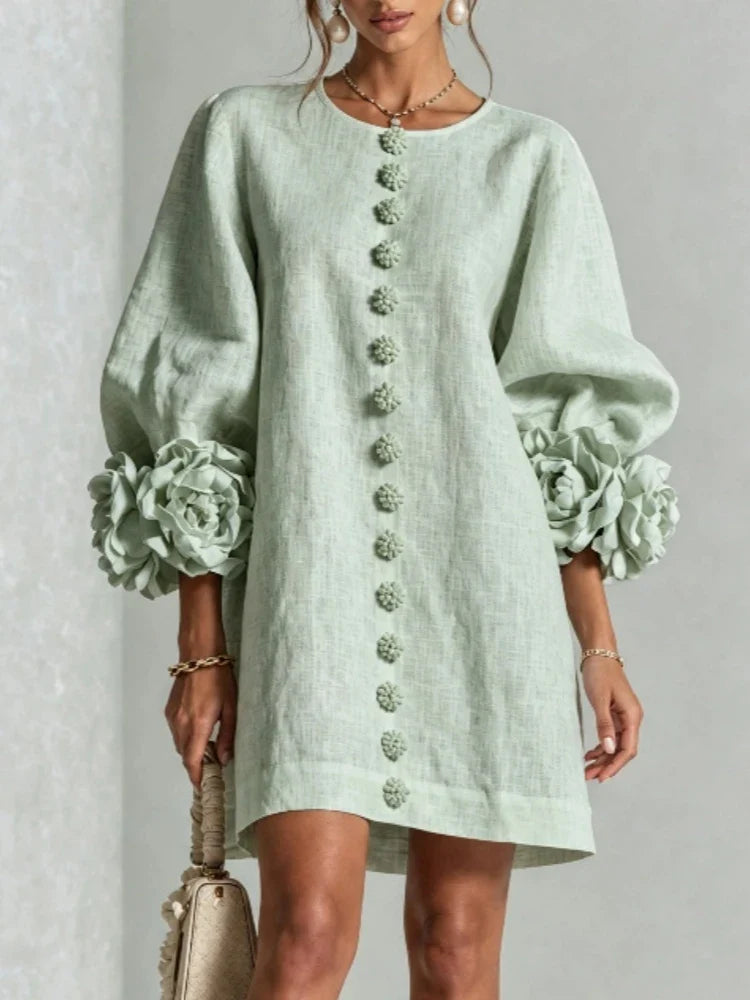 Genevieve Floral Cuff Mini Dress