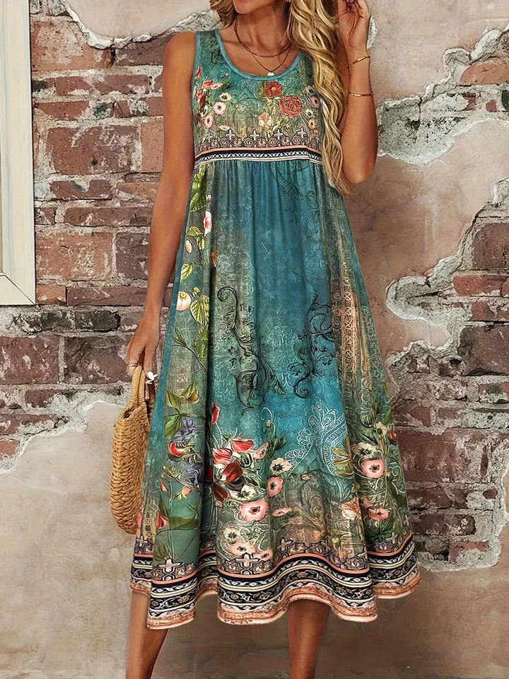 Ekara Boho Floral Midi Dress