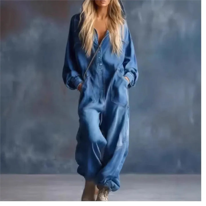 Perpetua Hooded Denim Jumpsuit