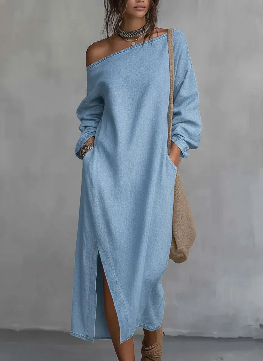 Noelia One Shoulder Linen Maxi Dress