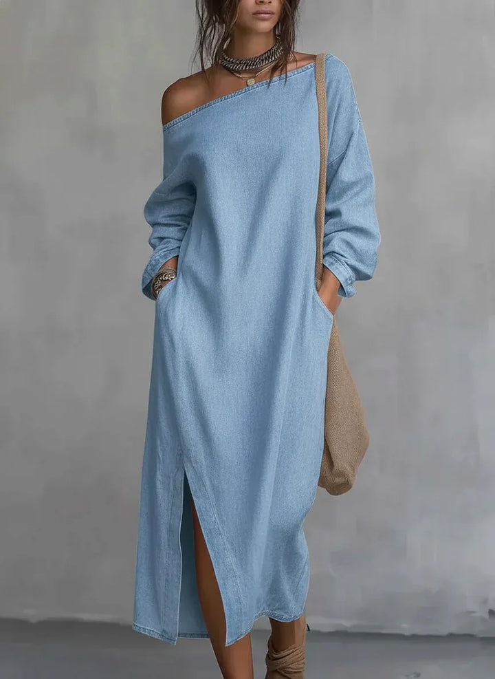 Noelia One Shoulder Linen Maxi Dress