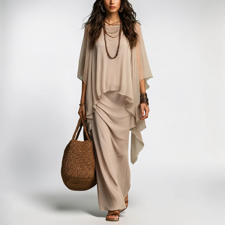 Odelia Chiffon Overlay Two-Piece Set