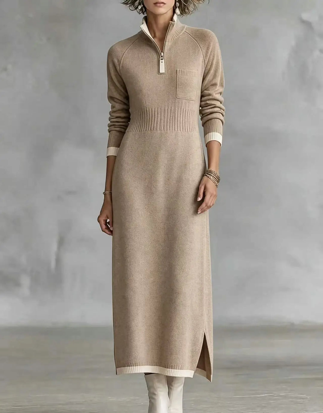 Renata Ribbed Zip Maxi Dress