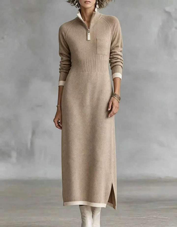 Renata Ribbed Zip Maxi Dress