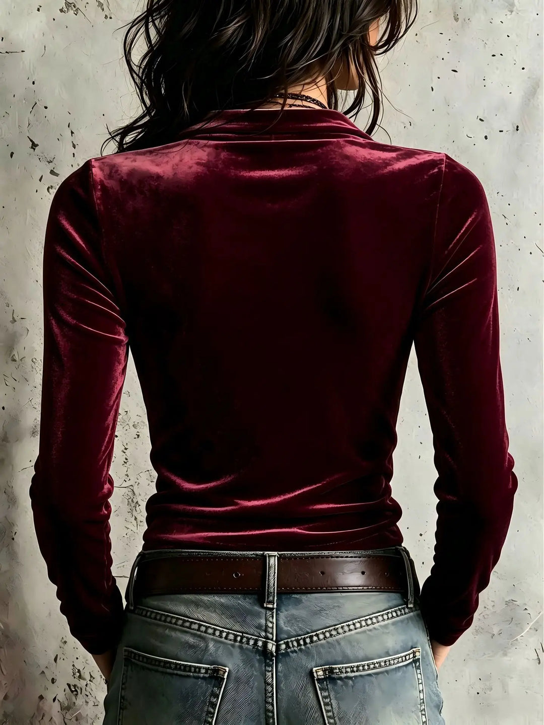 Aurelia Half Zip Velvet Top