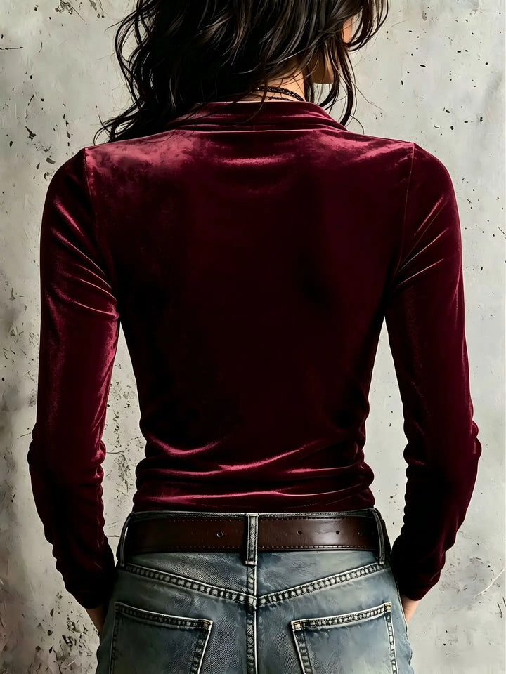 Aurelia Half Zip Velvet Top
