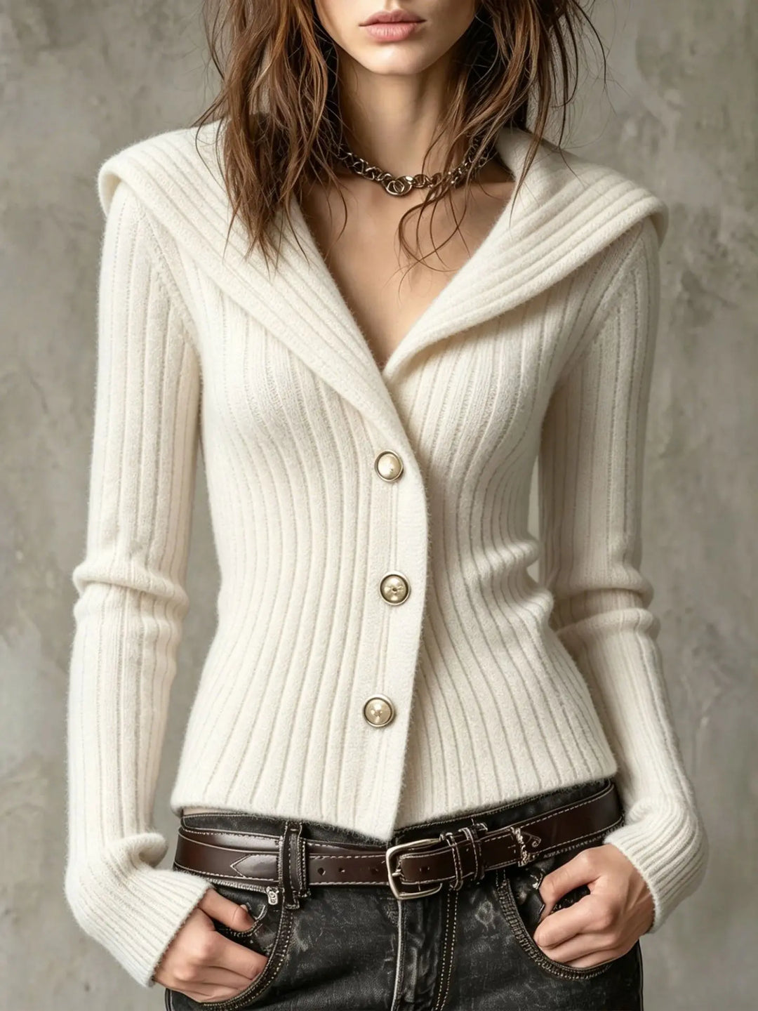 Phoebe Ribbed Button Cardigan