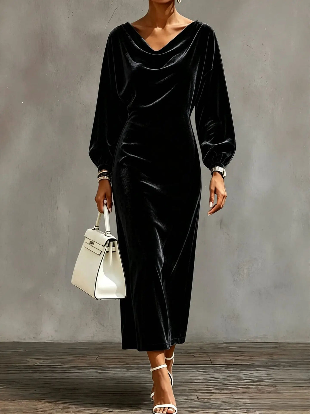 Estelle Cowl Neck Velvet Dress