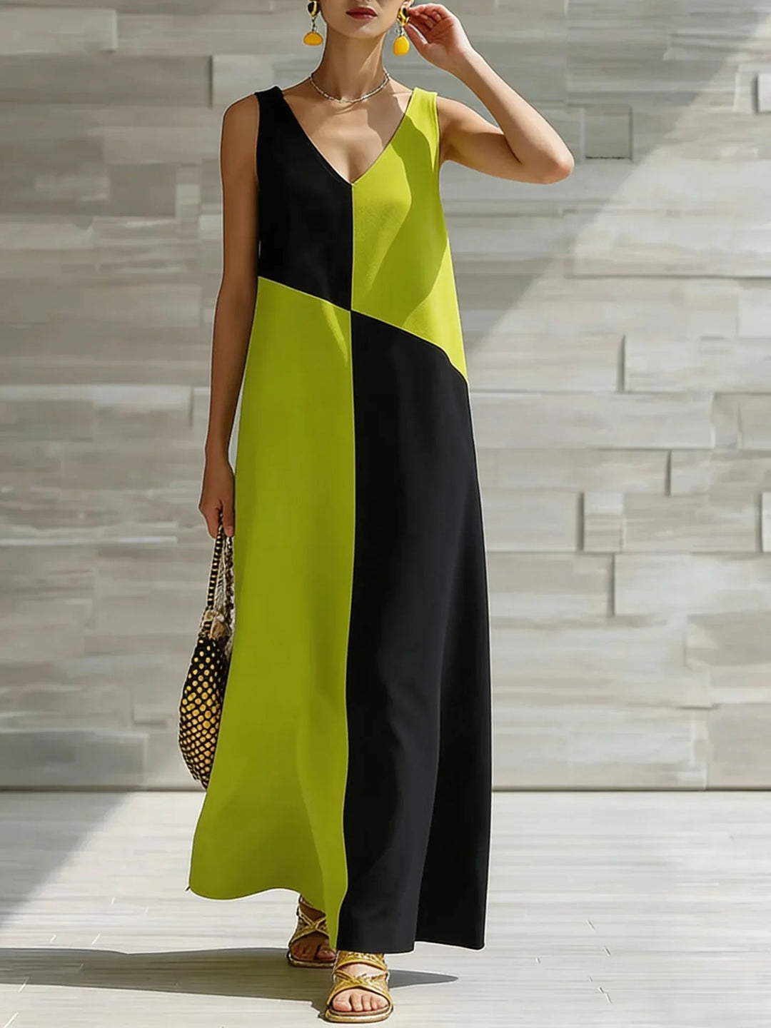 Oriane Color Block Maxi Dress