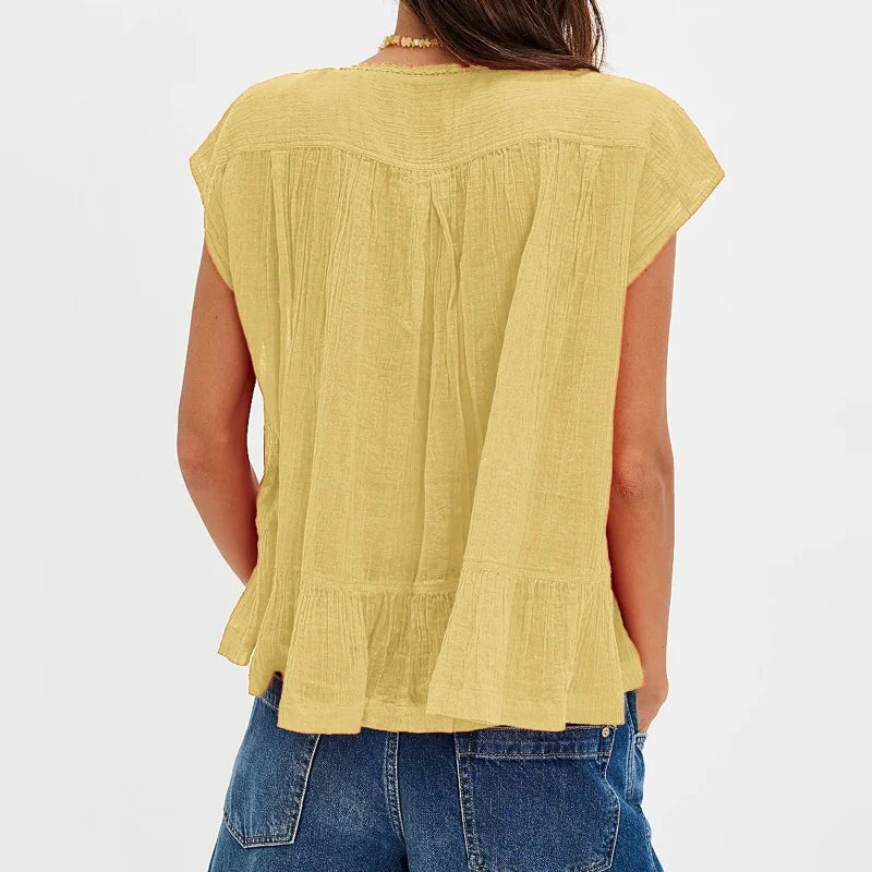Sylvie Ruffle Hem Sleeveless Blouse