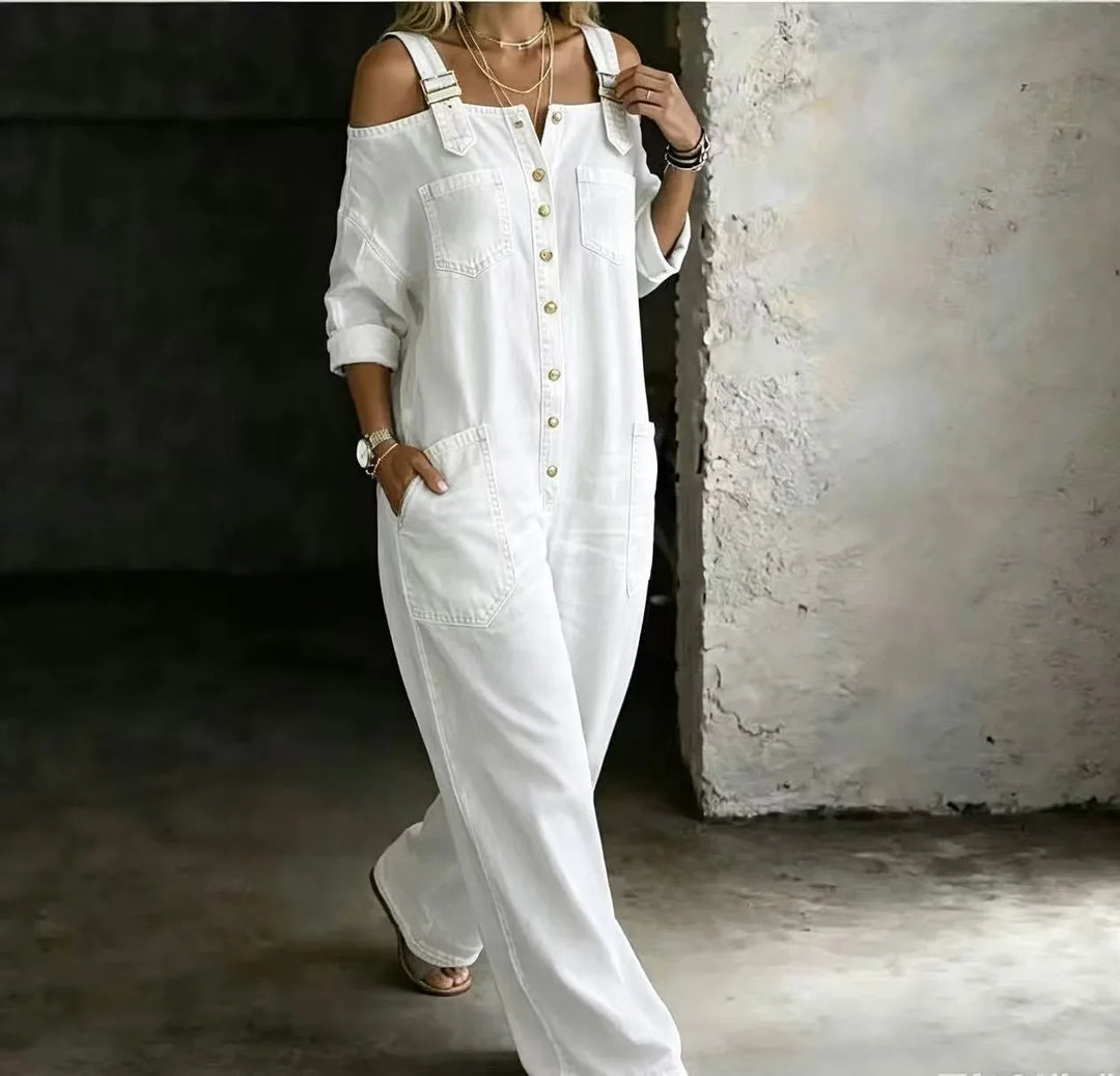 Palmerston Cold Shoulder Denim Jumpsuit