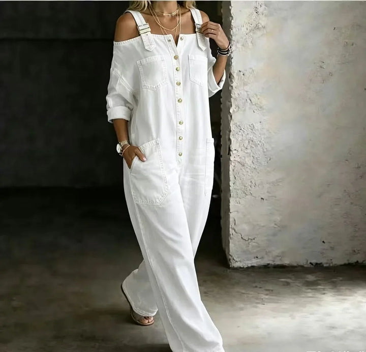 Josie Cold Shoulder Denim Jumpsuit