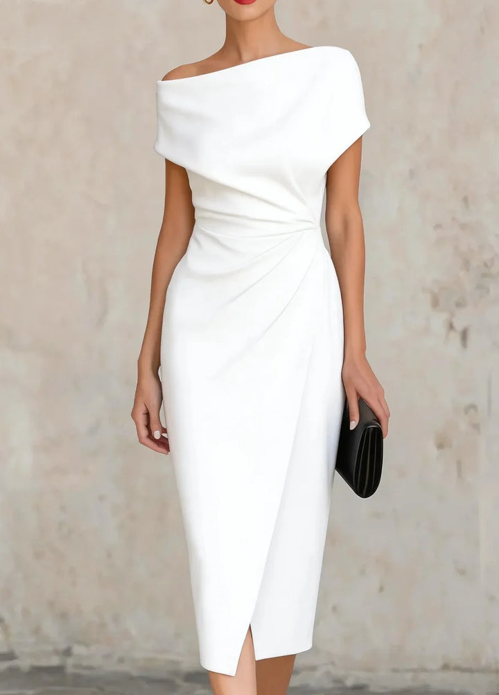 Shelby Pleated Slit Midi Dress