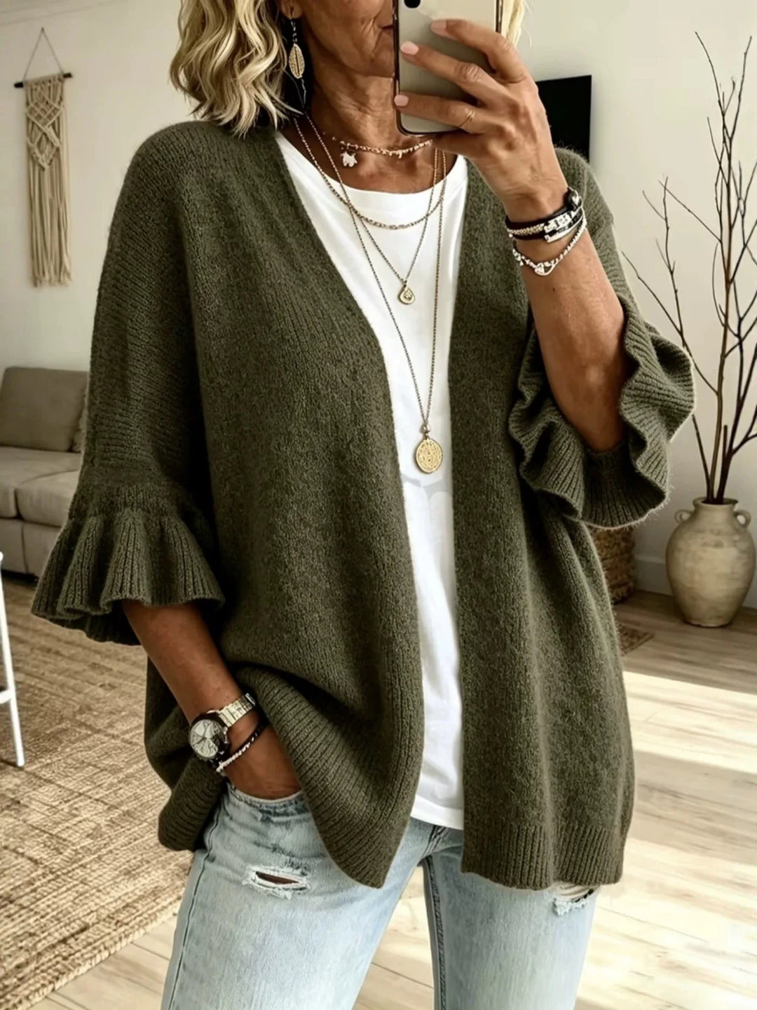 Josselyn Ruffle Sleeve Cardigan
