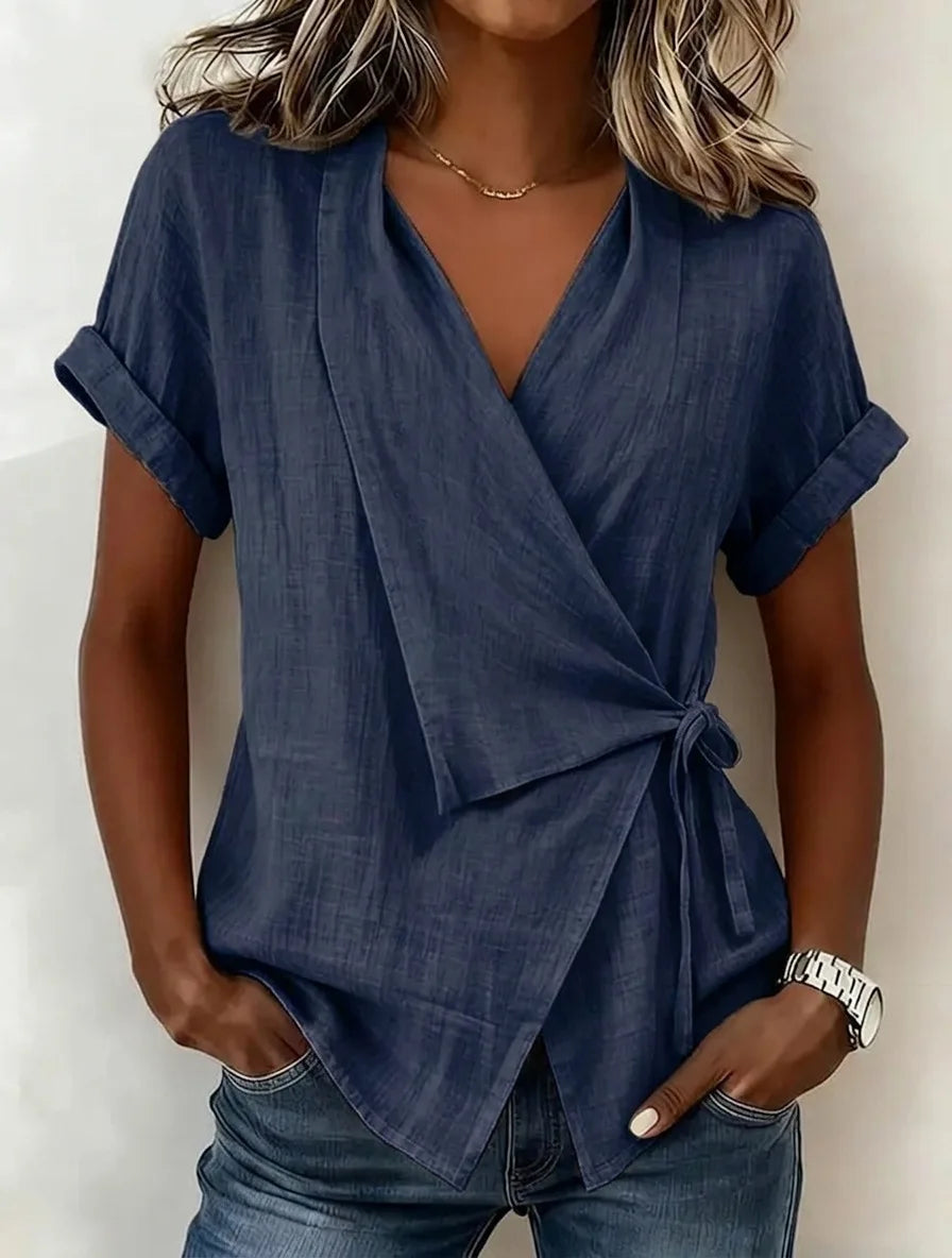Estelle Asymmetrical Wrap Blouse