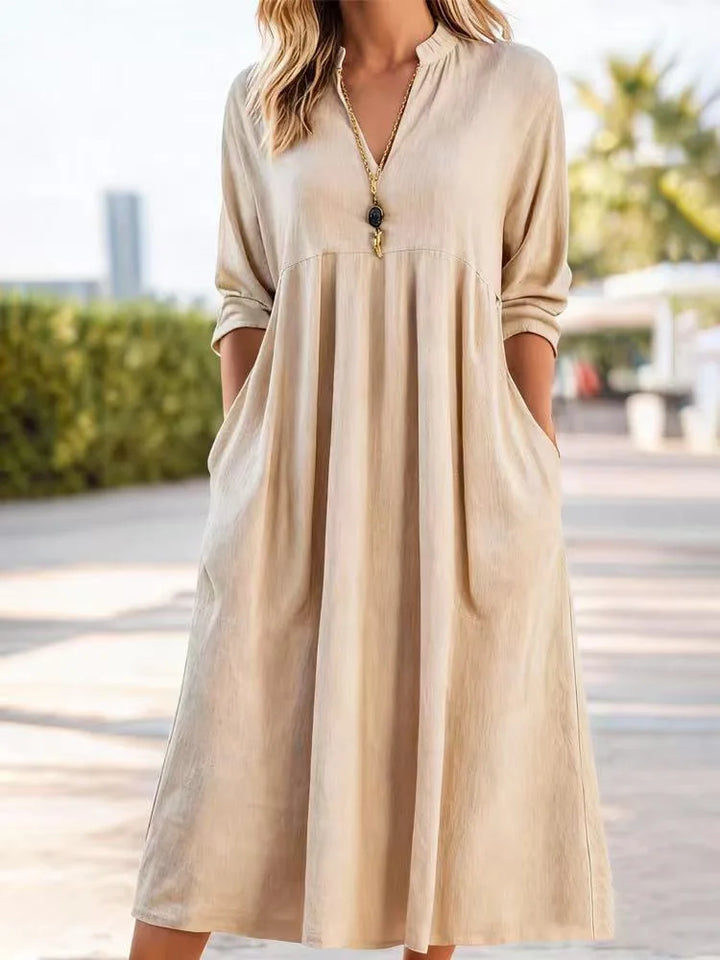 Elara Vintage Linen Mini Dress