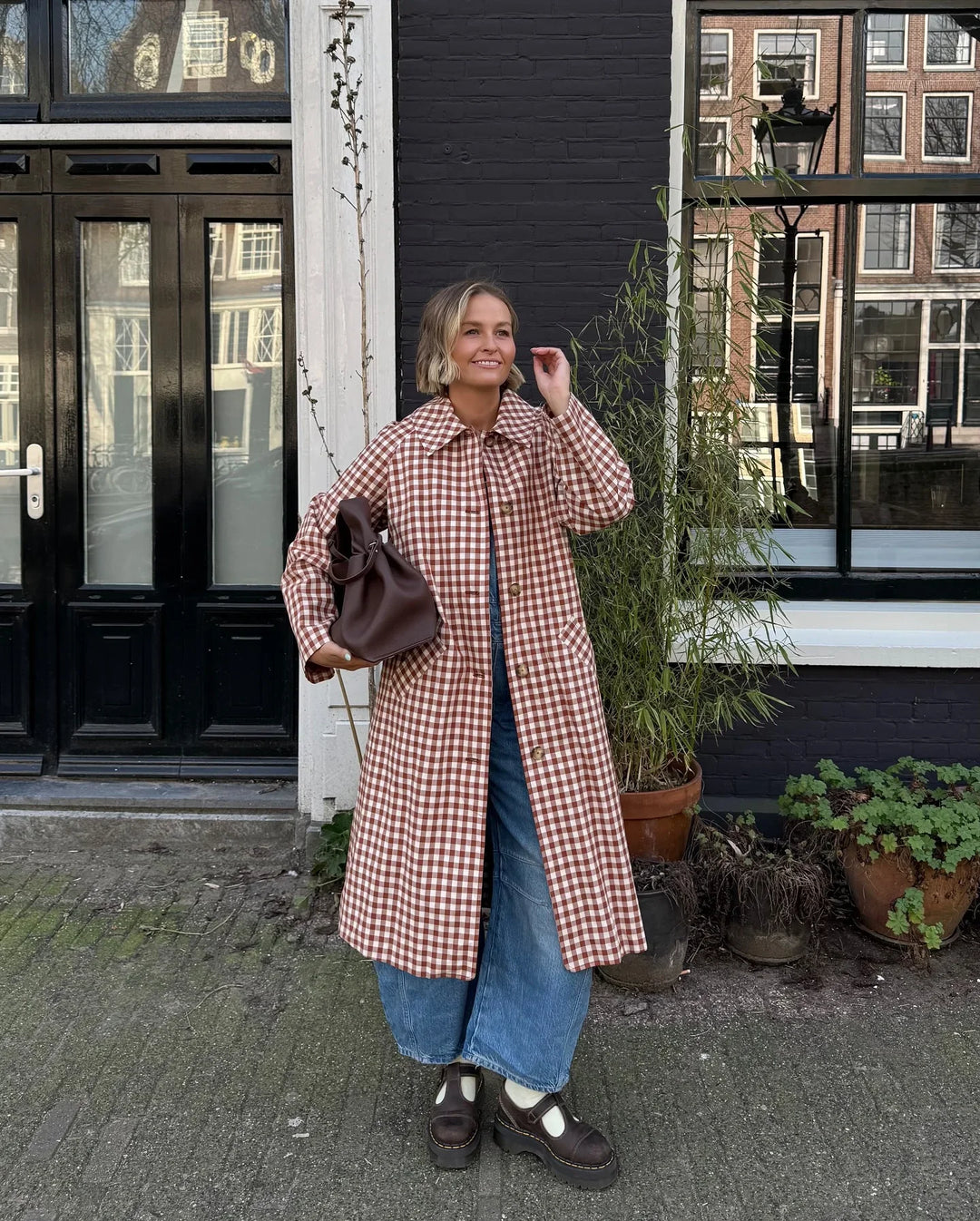 Hazel Gingham Trench Coat