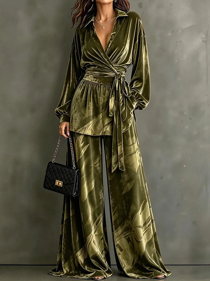 Yvonne Velvet Wrap Front Set