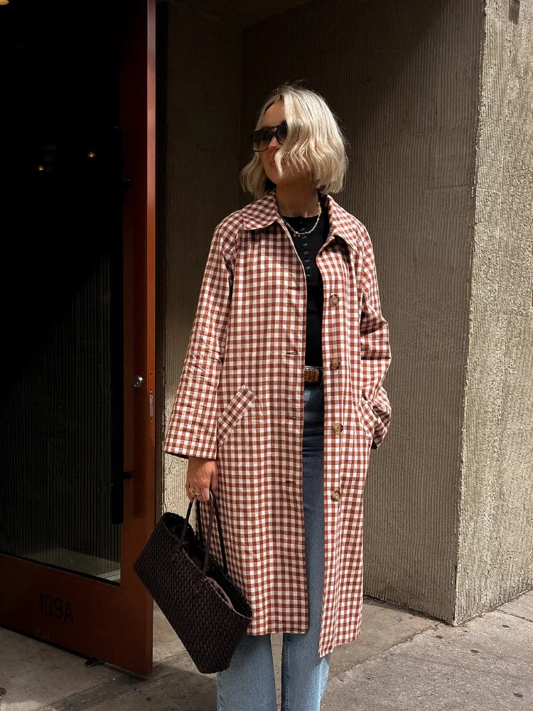 Hazel Gingham Trench Coat