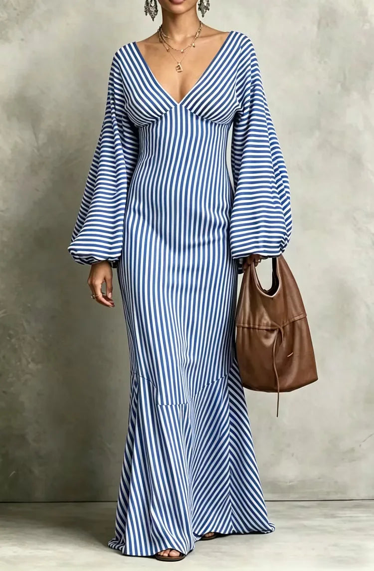 Theodora Lantern Sleeve Maxi Dress