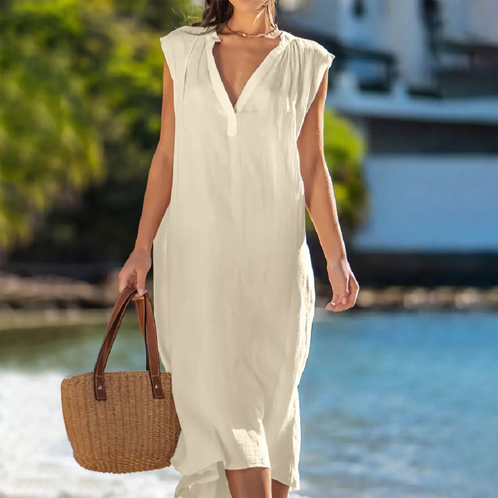Phoebe Relaxed V Neck Midi Dress