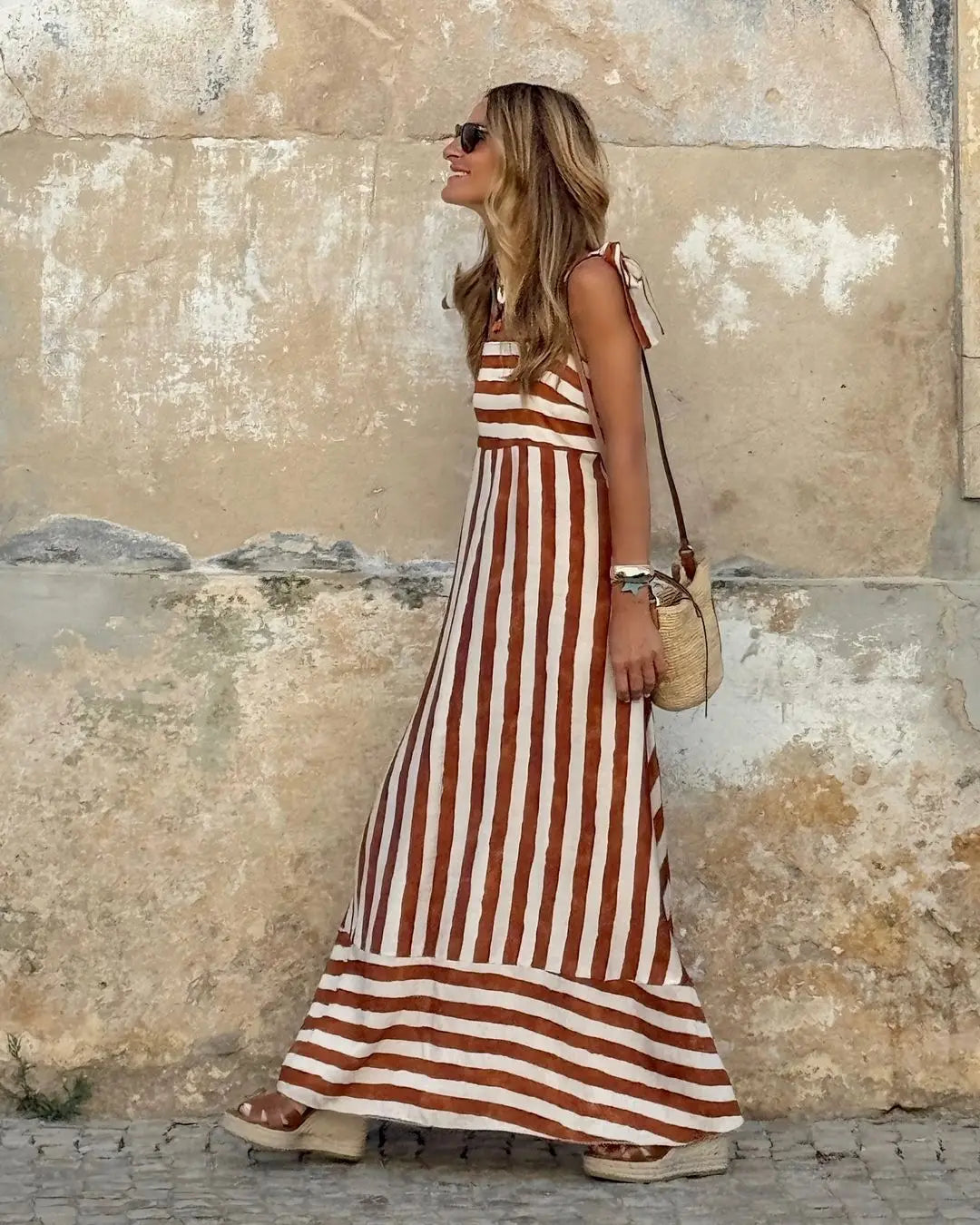 Wisteria Striped Boho Maxi Dress