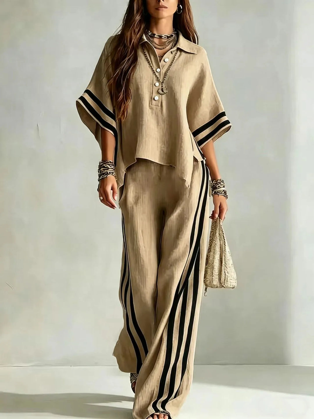Winslet Striped Wide Leg Pant Set